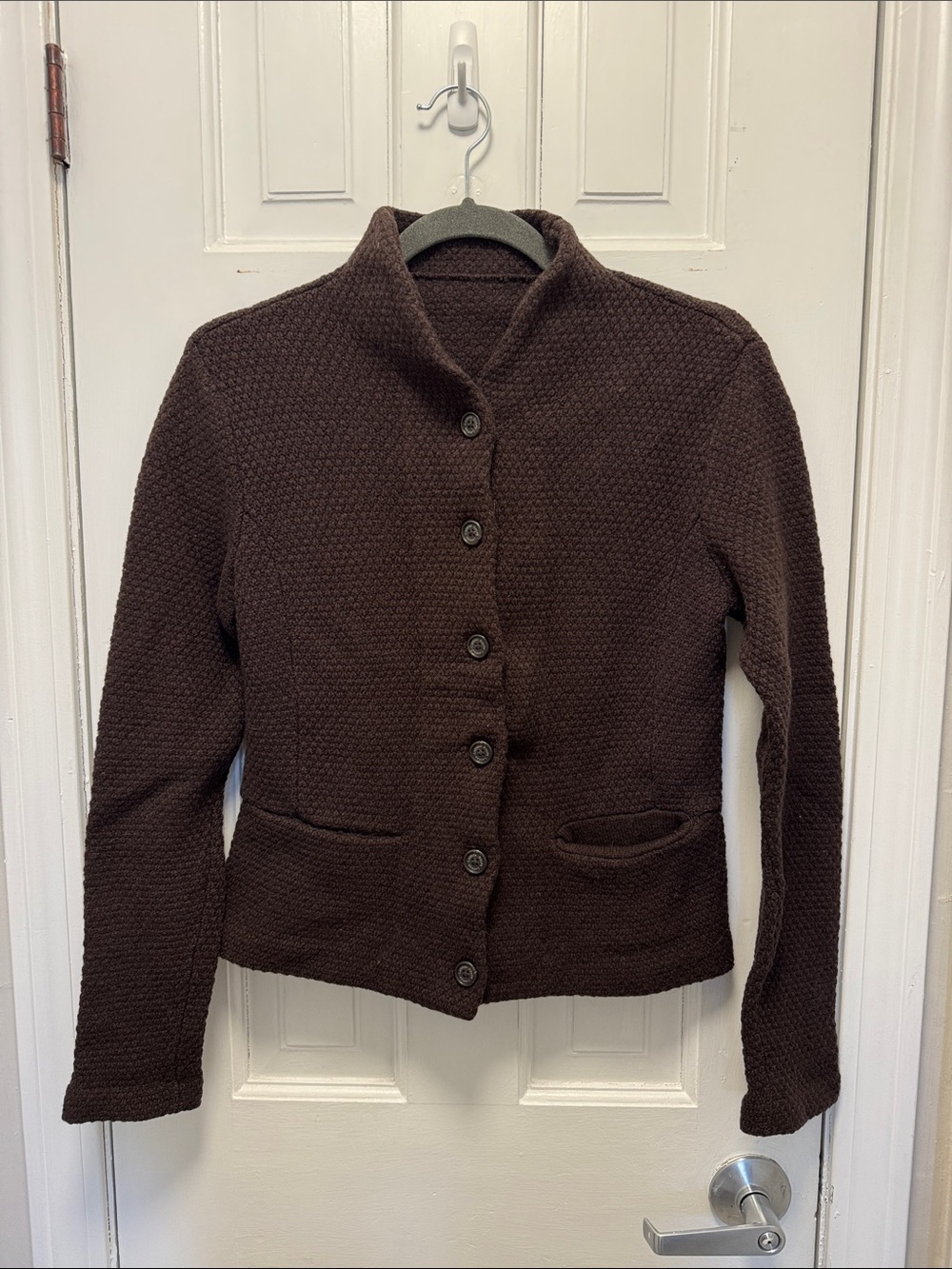 Lauren Ralph Lauren Dark Brown Branded Button Sweater